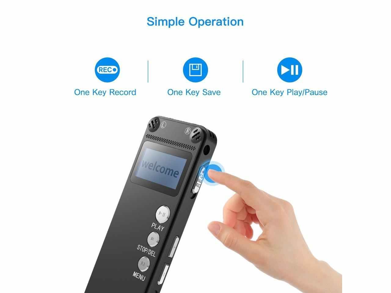 Digital Voice Recorder [2018 Upgraded Version] Audio Recorder for Lectures 8GB PCM Linear Sound Recorder with Micro USB & MP3 Player Microphone Noise Reduction --By Werleo (black Recorder)