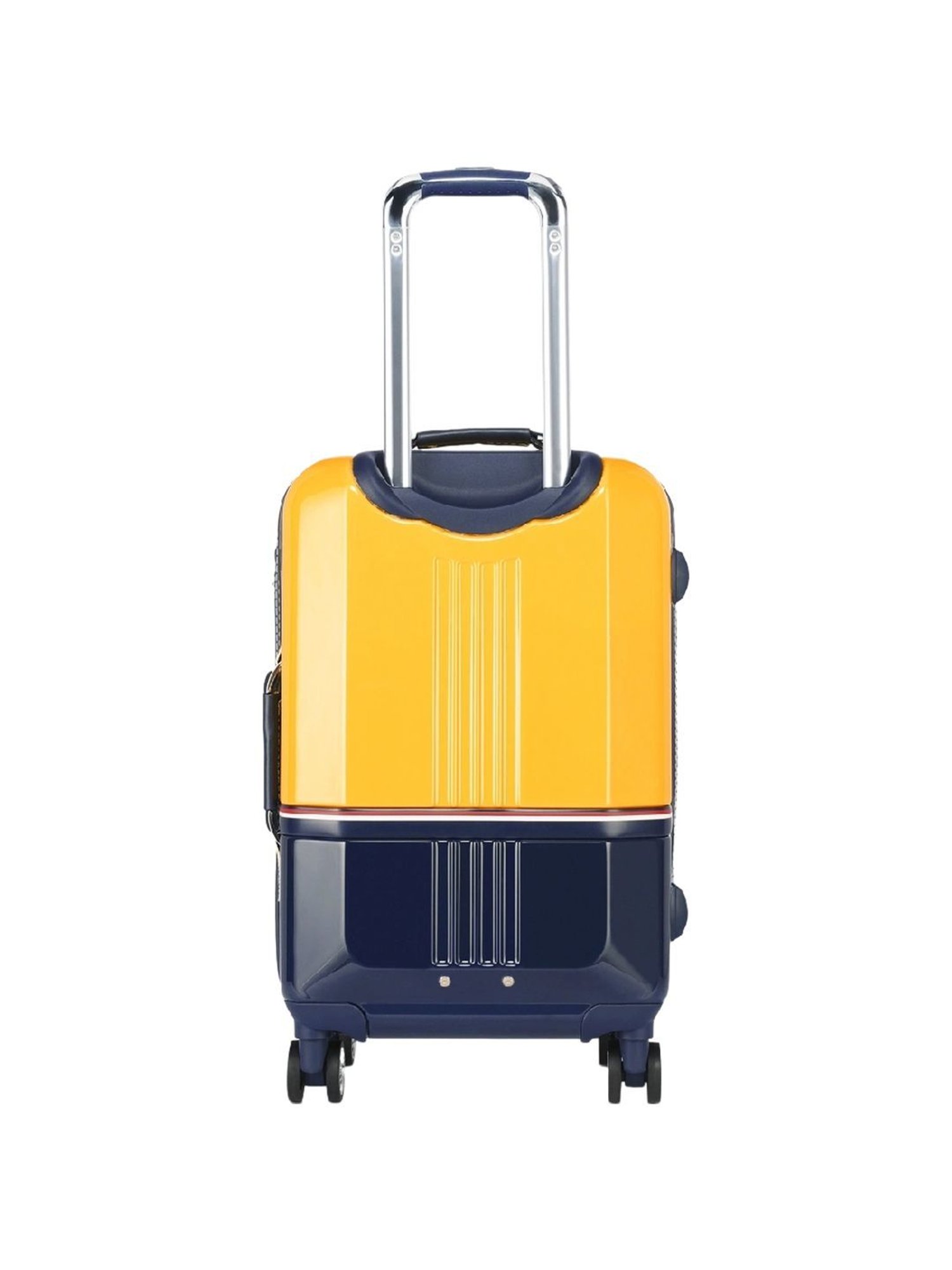 TOMMY HILFIGER Twins Pro Yellow & Navy 8 Wheels Small Hard Cabin Trolley Bag