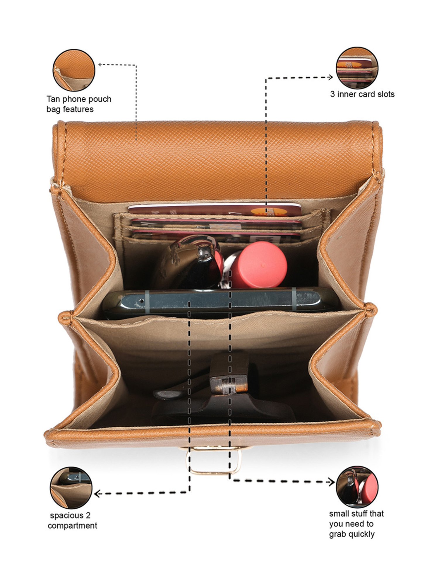 Glo By Globus Tan Medium Mobile Pouch