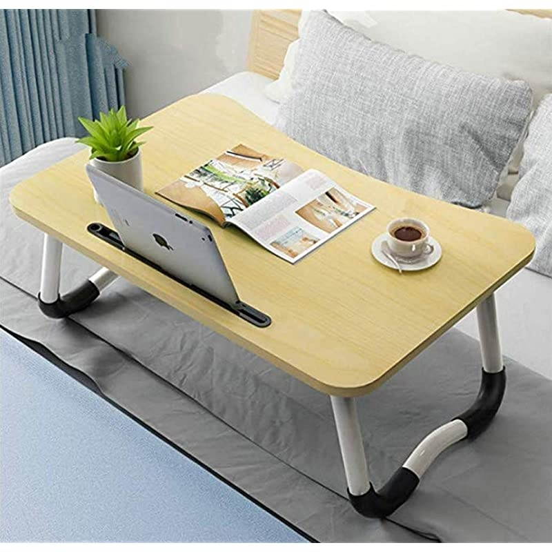 Bed Tray Table, Foldable Lap Desk Stand, Multifunction Lap Tablet Perfect for Eating Breakfast, Reading Book, Working,Watching Movie on Bed/Couch/Sofa/Floor,Light Brown