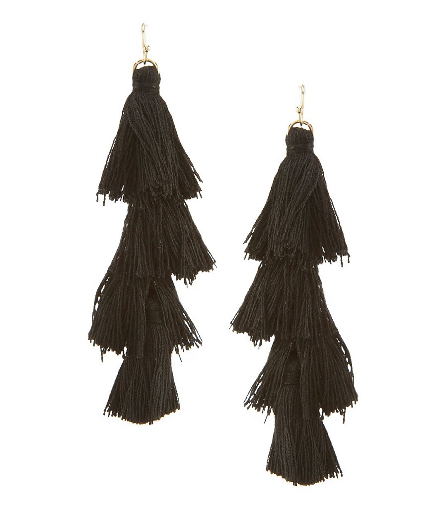 Anna & Ava Black Tassel Statement Earrings