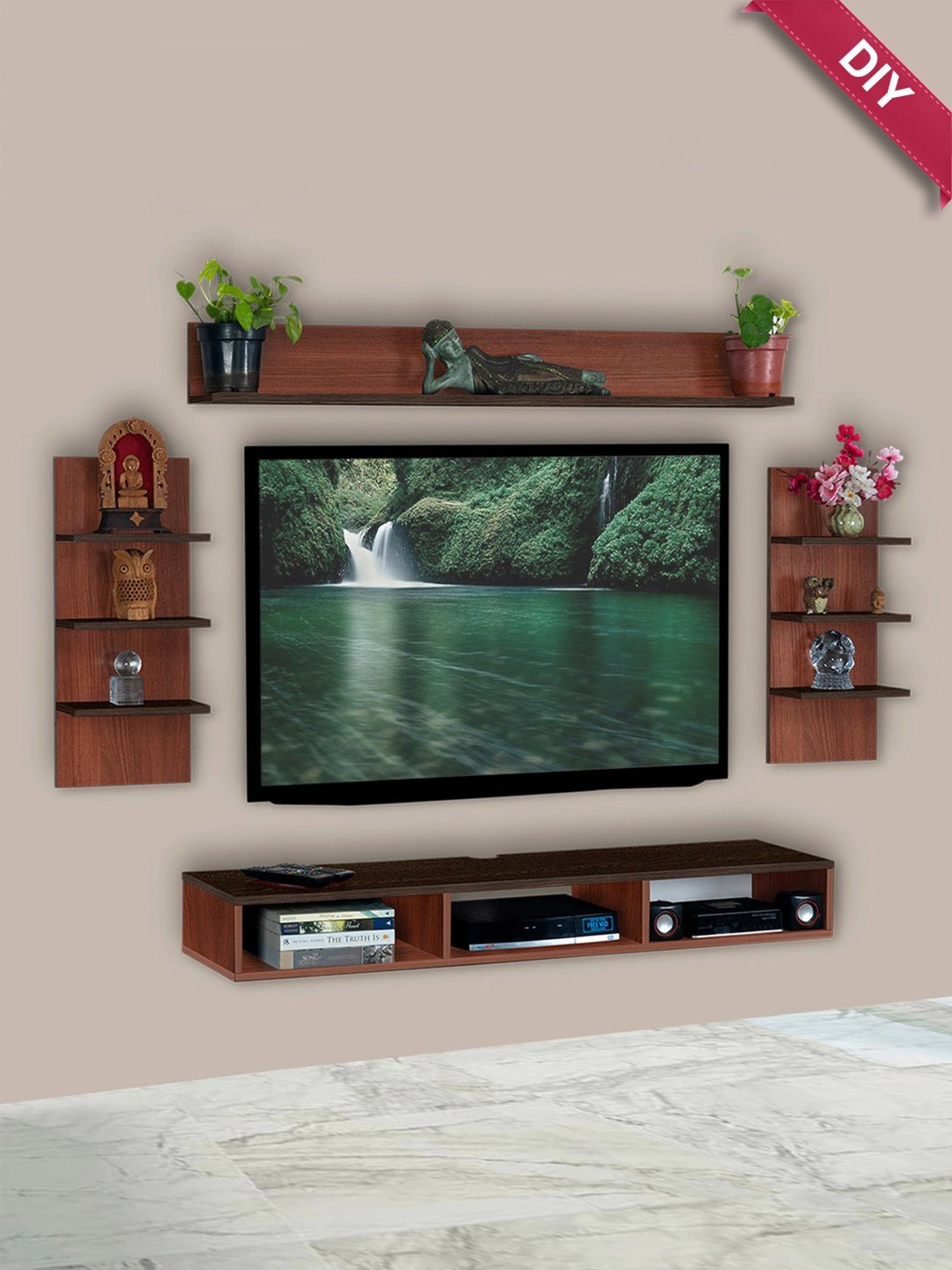 Delite Kom Eli Acacia Dark & Flowery Wenge Engineered Wood TV Entertainment Unit
