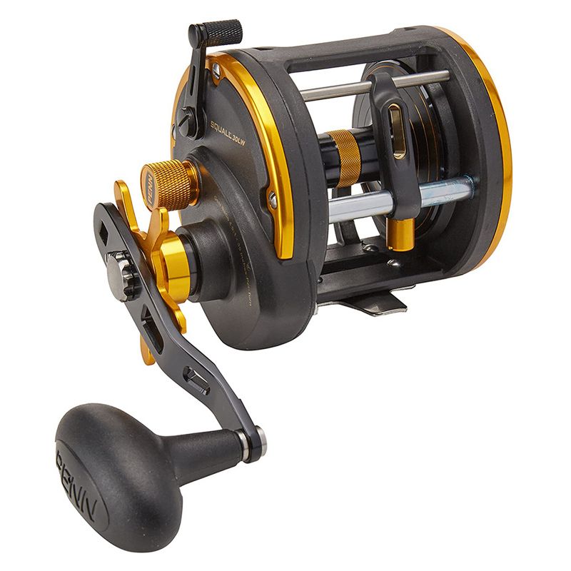 Penn SQL20LWLH Squall Level Wind Left Hand Fishing Reel with 2 Stainless Steel Bearings for Freshwater or Saltwater Fishing, Size 20 (Black Gold)