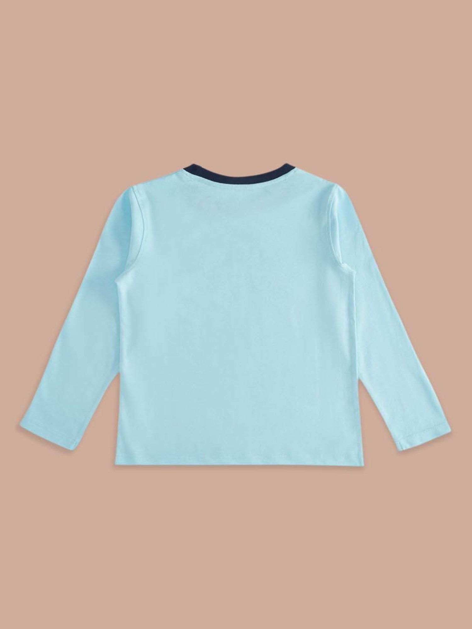 Pantaloons Baby Kids Blue & Yellow Cotton Printed Full Sleeves T-Shirt