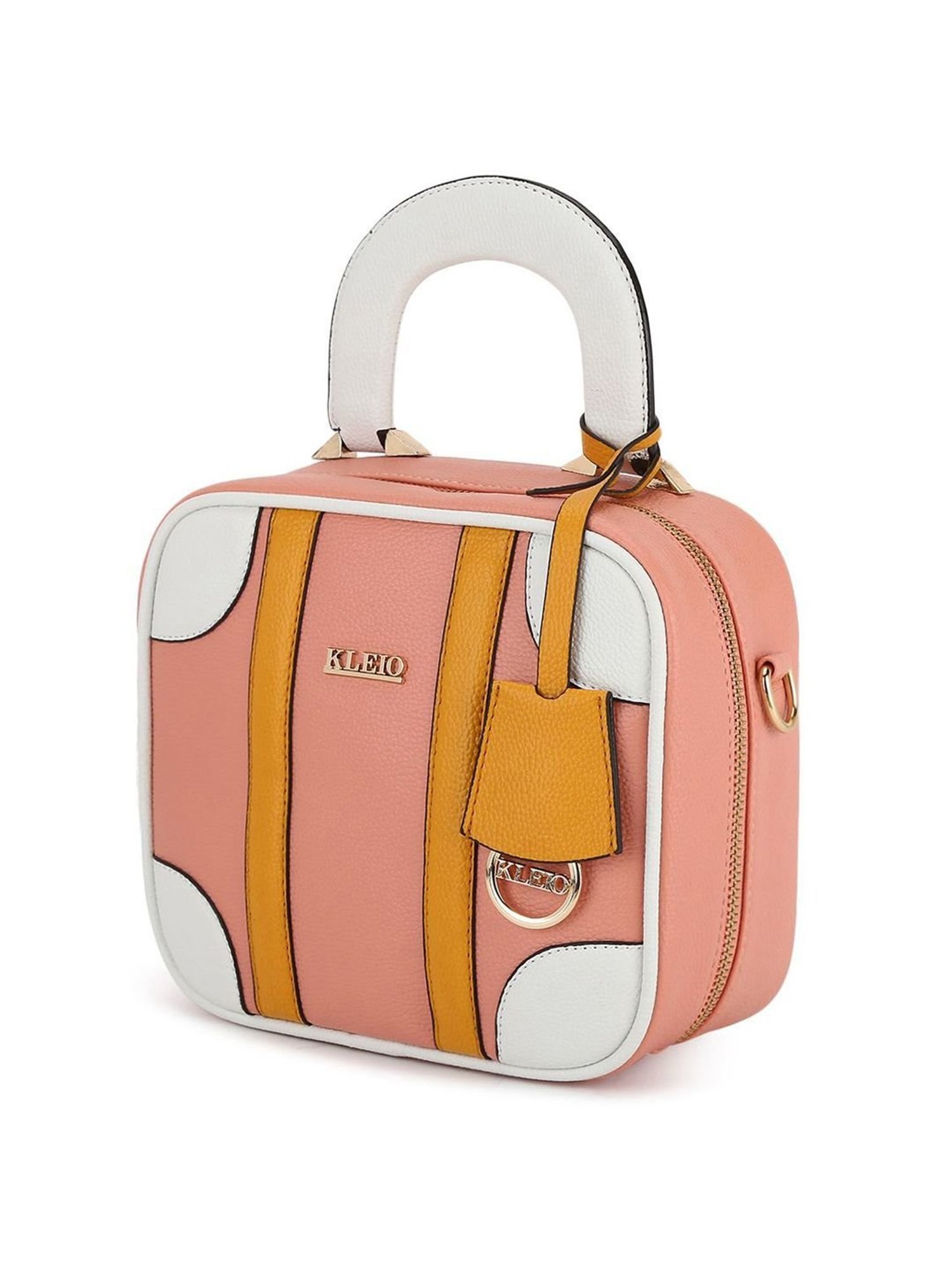 KLEIO Pink Solid Medium Handbag