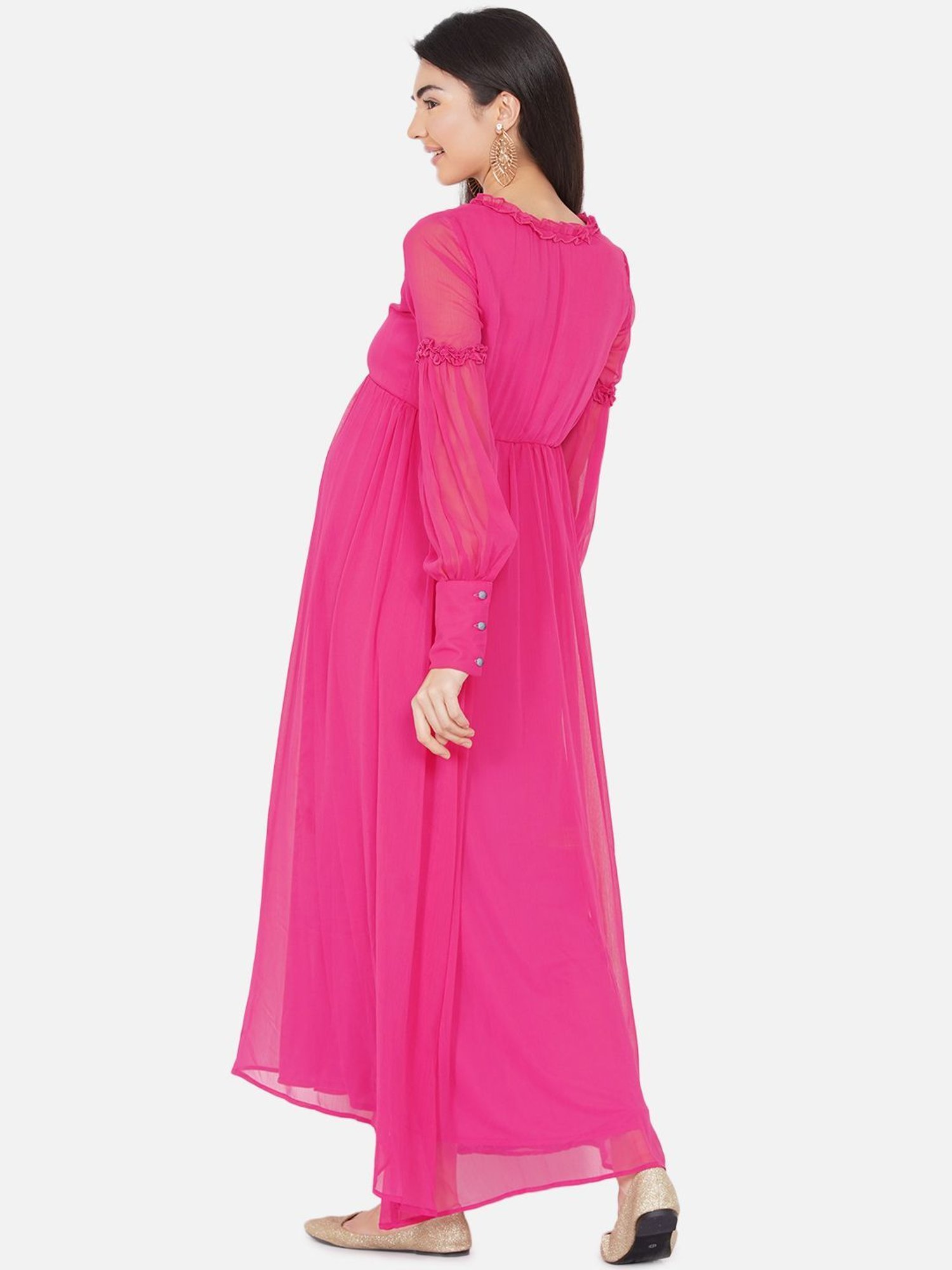 Mine4Nine Pink Maxi Maternity Baby Shower Dress