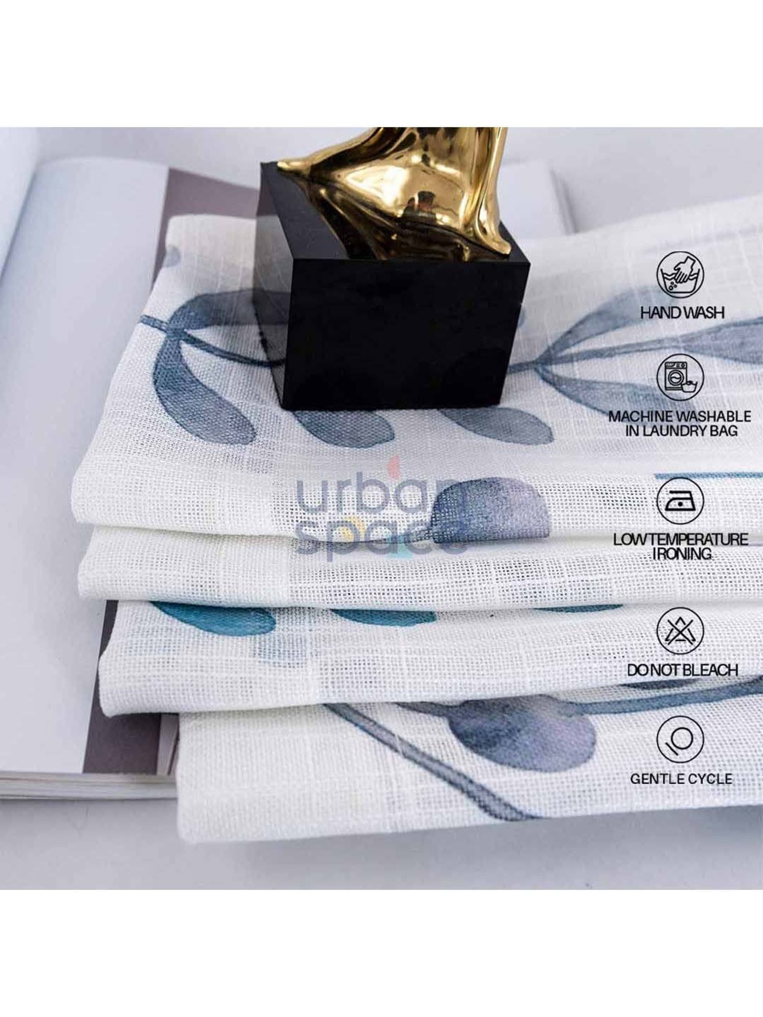 Urban Space Blue Polyester Door Curtain With Tieback & Eyelet - Set of 2