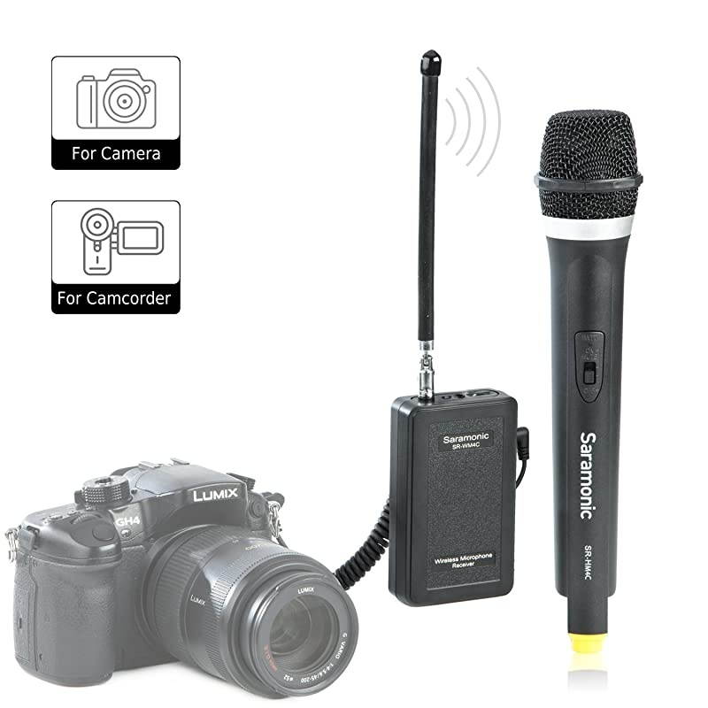WM4CA Professional Portable Wireless VHF Handheld Microphone System for DSLR CameraVideo Camcorder Compatible with CanonNikonSonyPanasonicBlackMagicZoomTascamRoland