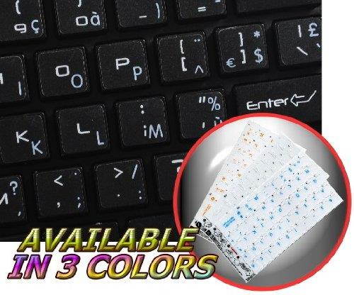 MAC FRENCH AZERTY KEYBOARD STICKERS WITH WHITE LETTERING ON TRANSPARENT BACKGROUND