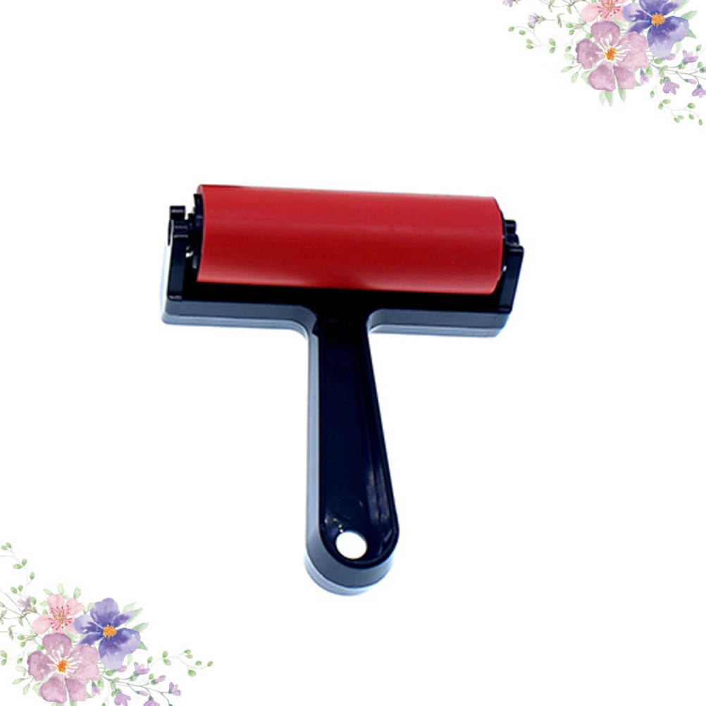 Artist Rubber Roller Brayer Handle Ink Painting Brush Scrapbooks Wallpapers Drawing Graffiti Brushes (Red Length 10cm)