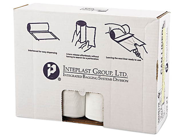 Inteplast Group S434817N High-Density Can Liner, 43 x 48, 60gal, 17mic, Clear, 25/Roll, 8 Rolls/Carton, 1 Carton