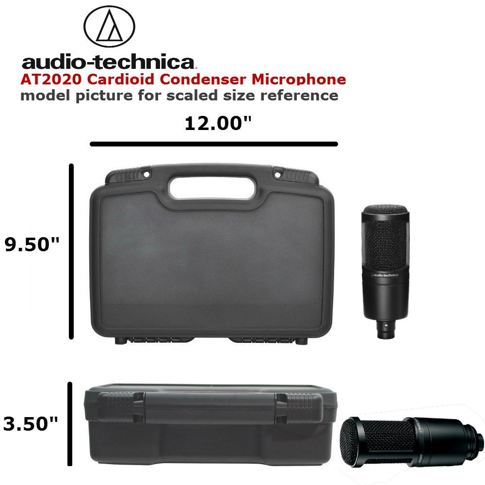 TOUGH Cardioid Condenser Microphone Hard Travel Case Fits Audio-Technica AT2035 / AT2020 / AT2031 / ATR2500 / AT2050 / AT2022 Studio and USB Microphones and Accessories