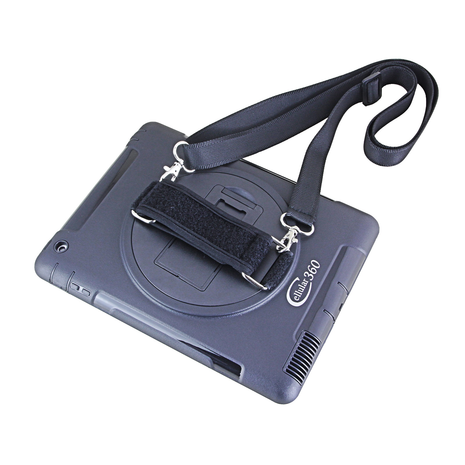 Cellular360 Apple iPad 9.7 2017 2018, iPad 5th Gen., iPad 6th Gen. Shockproof Case with 360 Degrees Rotatable Kickstand, Adjustable Handle and Shoulder Strap