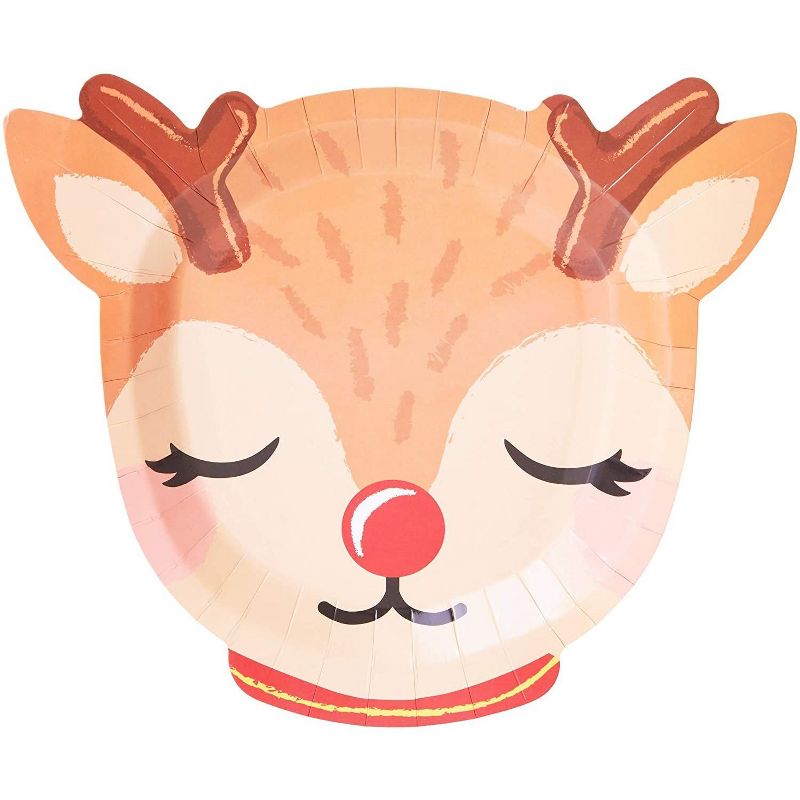 Blue Panda 48 Pack Reindeer Paper Plates for Christmas Party Supplies (10 x 9 In)