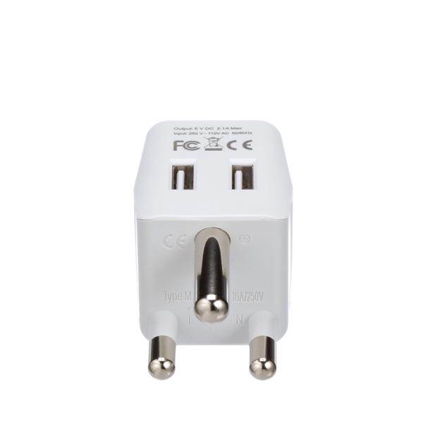 Ceptics USA to South Africa Travel Adapter Plug  With Dual USB - Type M - Ultra Compact (CTU-10L)
