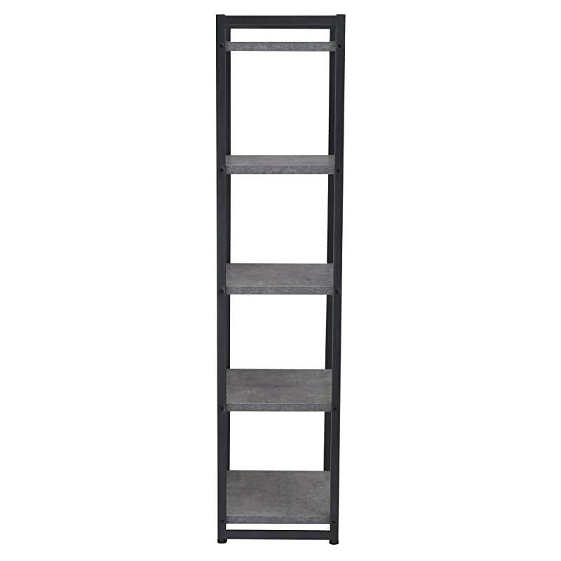 Slate 5 Tier Storage Tower Shelves Black Frame