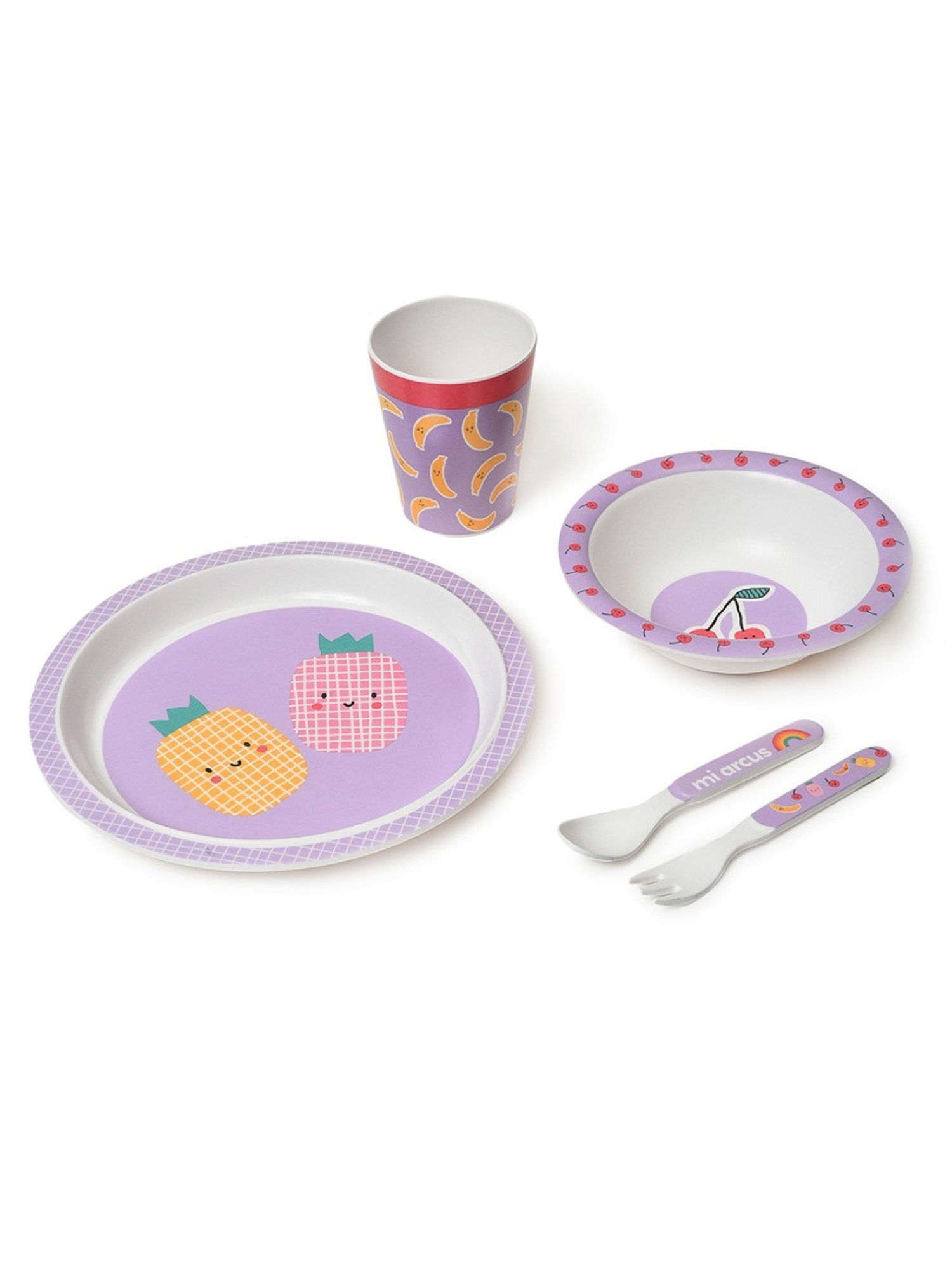 MiArcus Printed Purple Melamine Kids Dinner Set