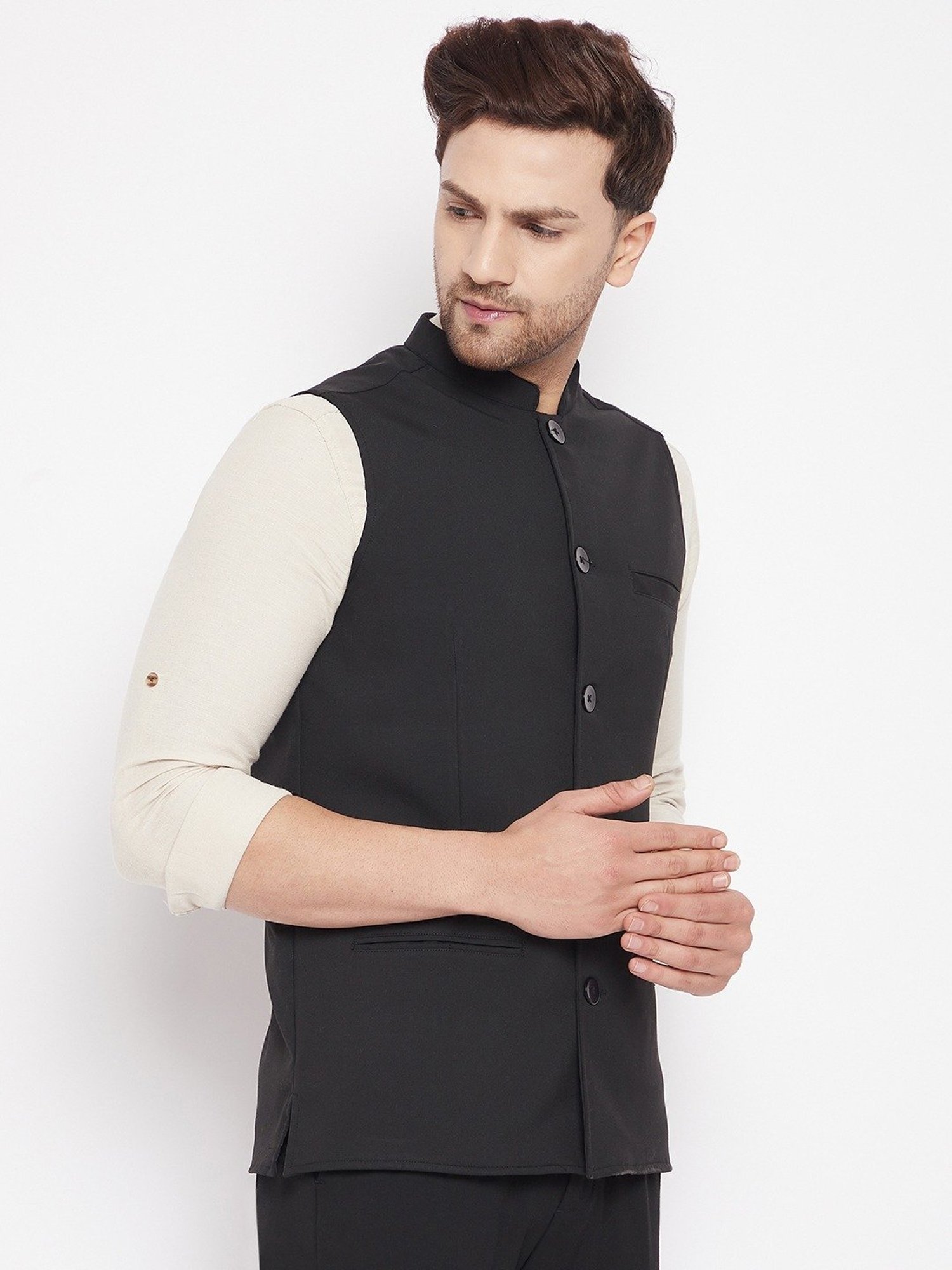 Even Black Regular Fit Nehru Jacket