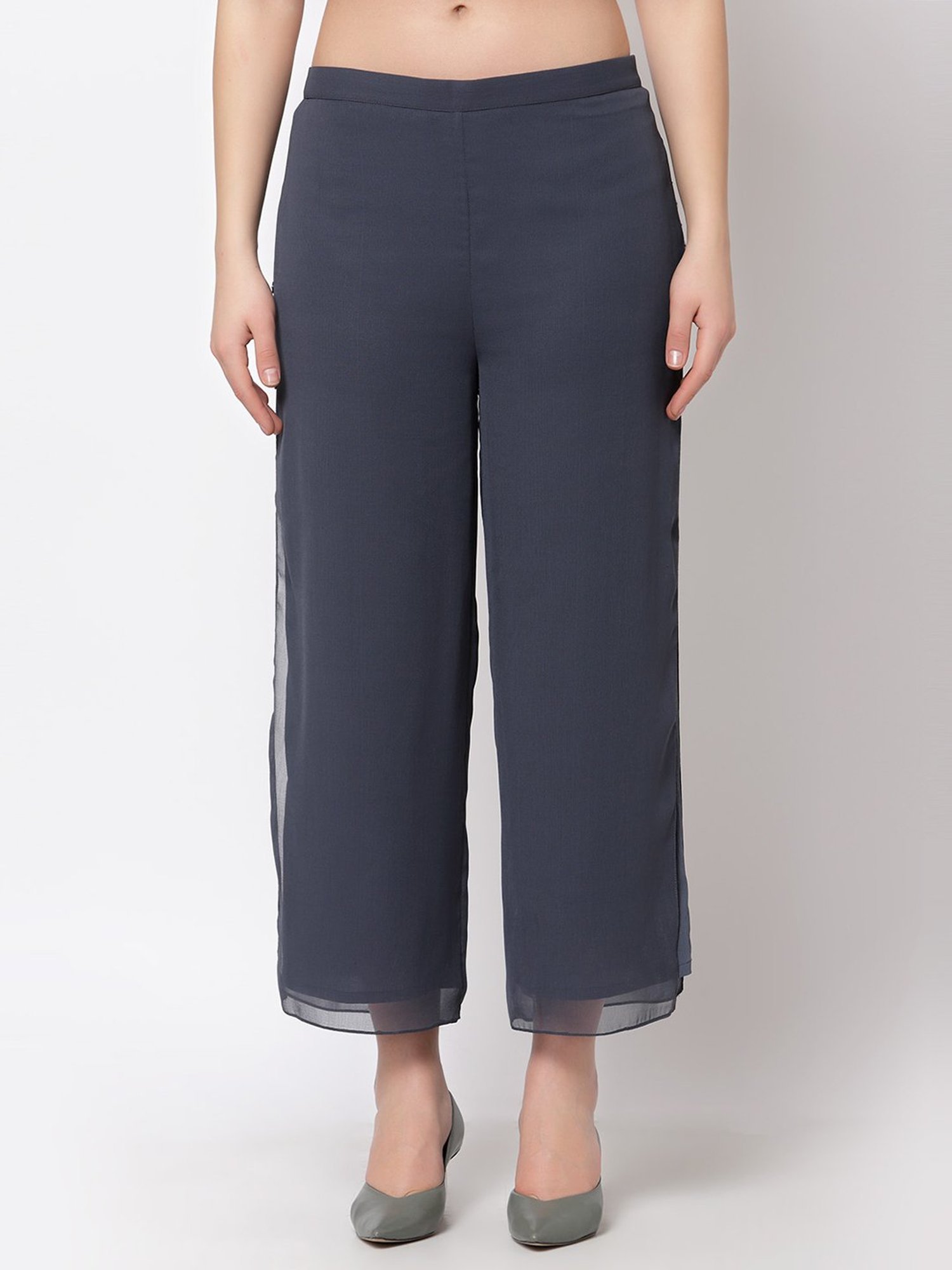 Office & You Blue Straight Fit Palazzos