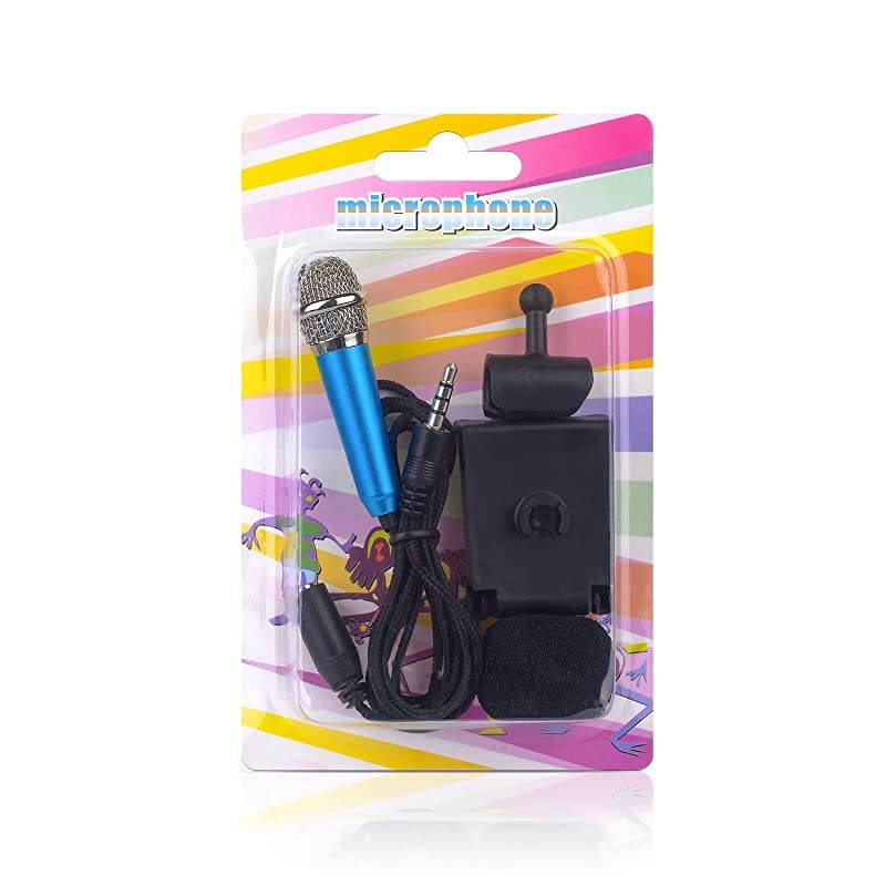 Mini Portable Vocal/Instrument Microphone for Mobile Phone Laptop Notebook Apple iPhone Sumsung Android with Holder Clip - Blue