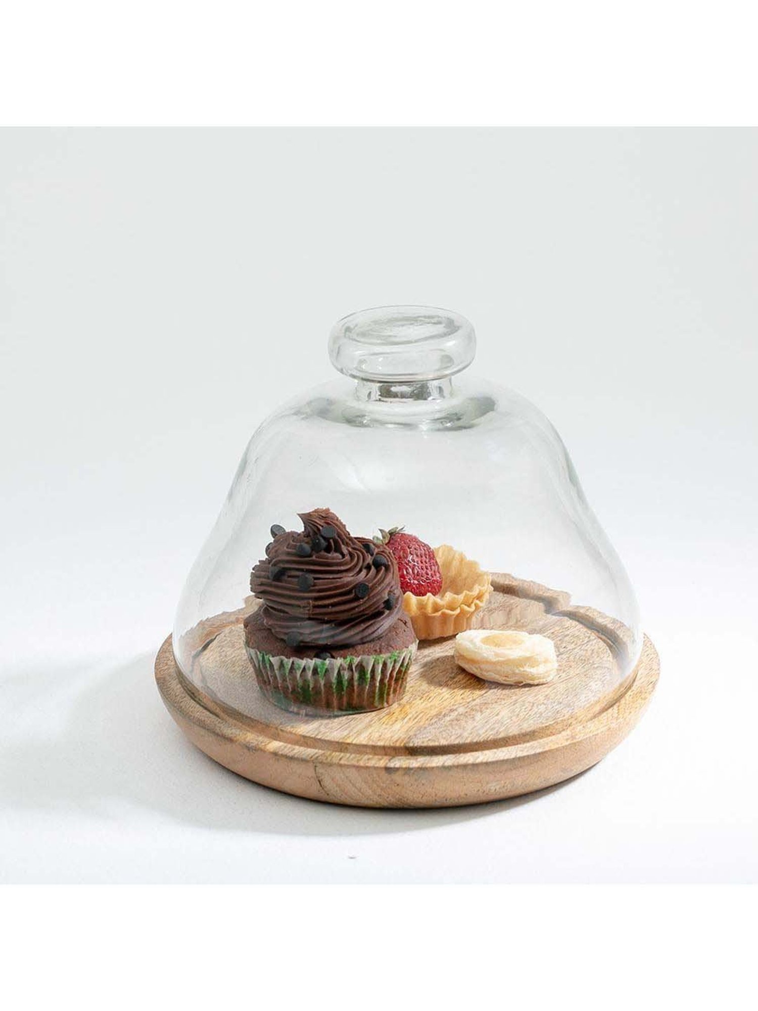 ellementry Daffodil Transparent Glass Cloche with Base - Set of 1