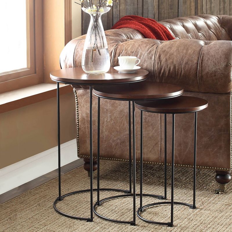 Eloise Nesting Table Set - Chestnut/Black - Carolina Chair and Table