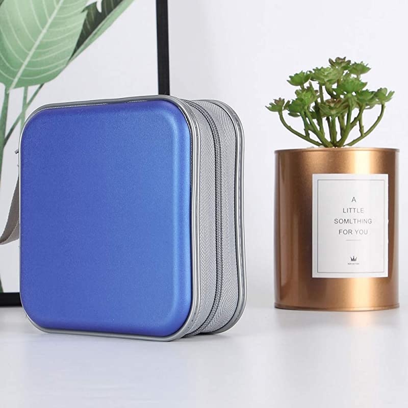 CD Case, 40 Capacity CD DVD Heavy Duty Wallet Storage Organizer Holder VCD Binder Bag Album Booklet (A-Blue)