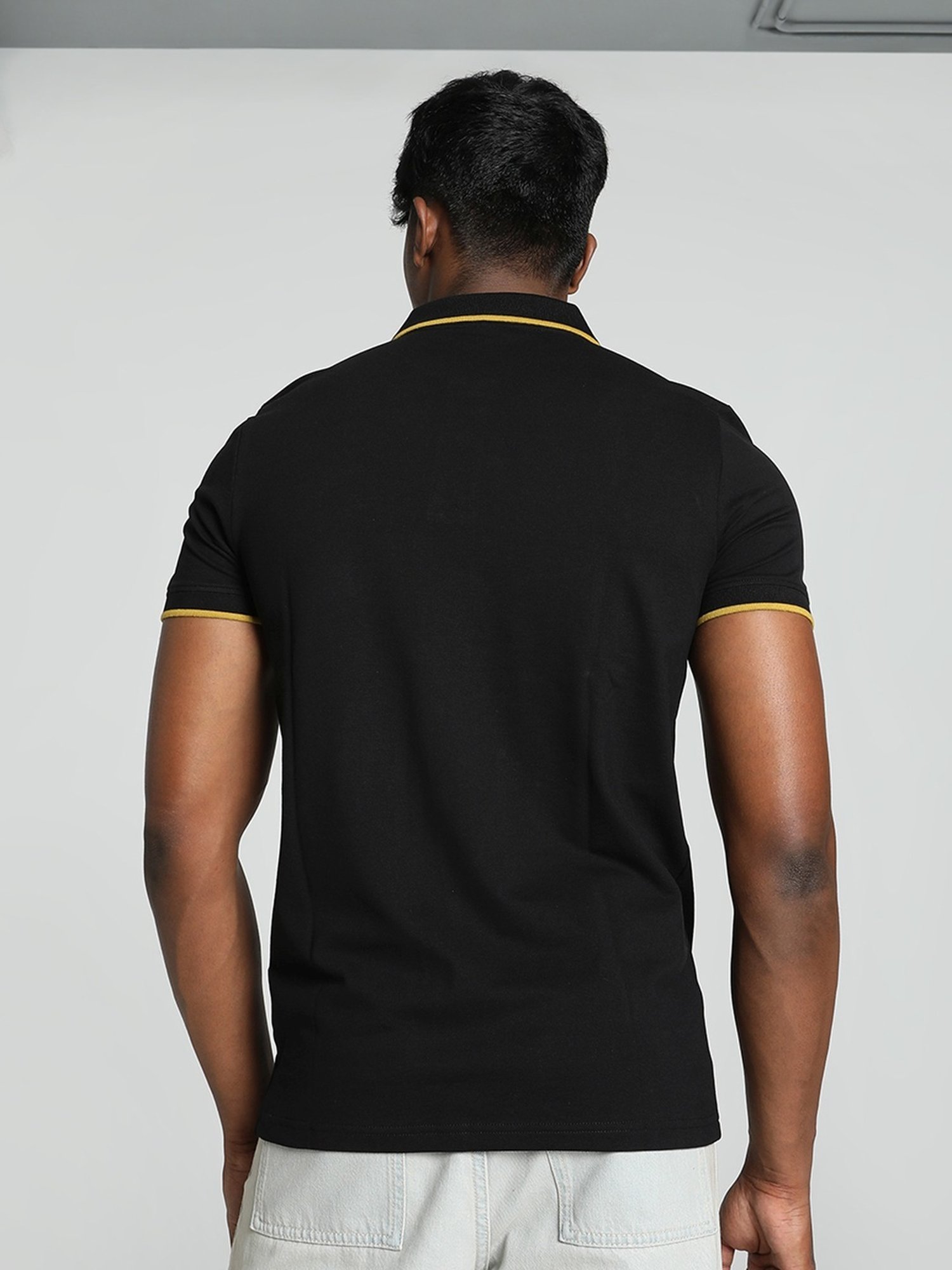 Puma Black Cotton Slim Fit Sports Polo