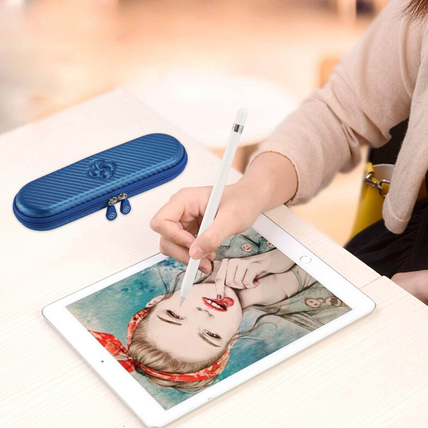 Koonice Premium Pencil Holder Case fits Apple Pencil 1 and 2 (Blue)