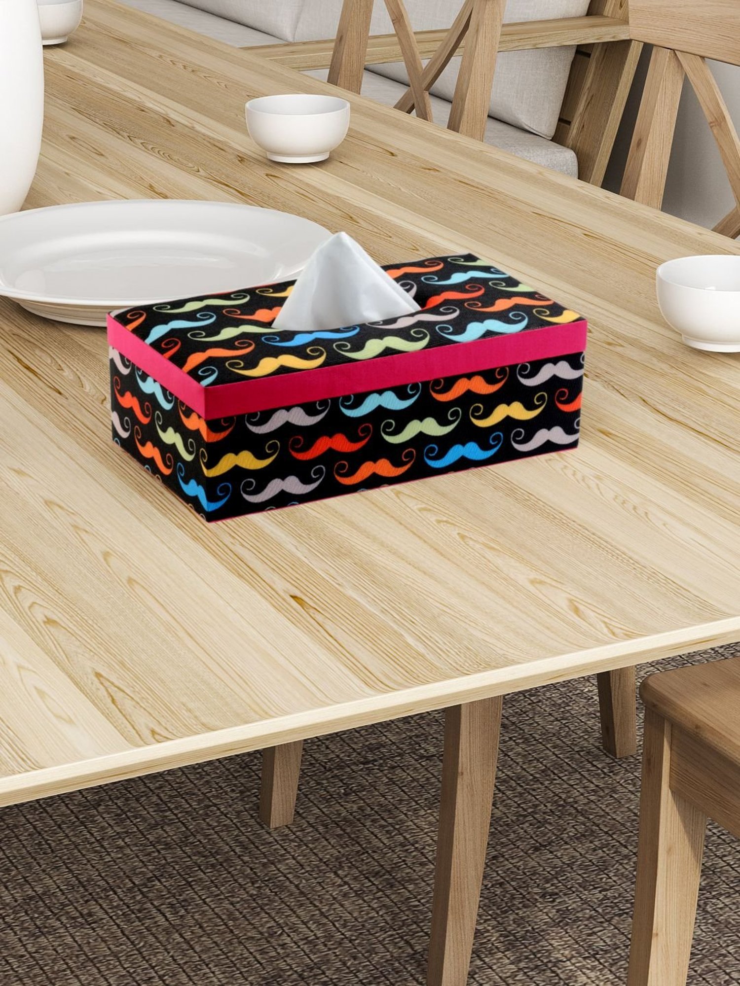 SEJ by Nisha Gupta Multicolor Wooden Tissue Paper Box Holder - Set of 1