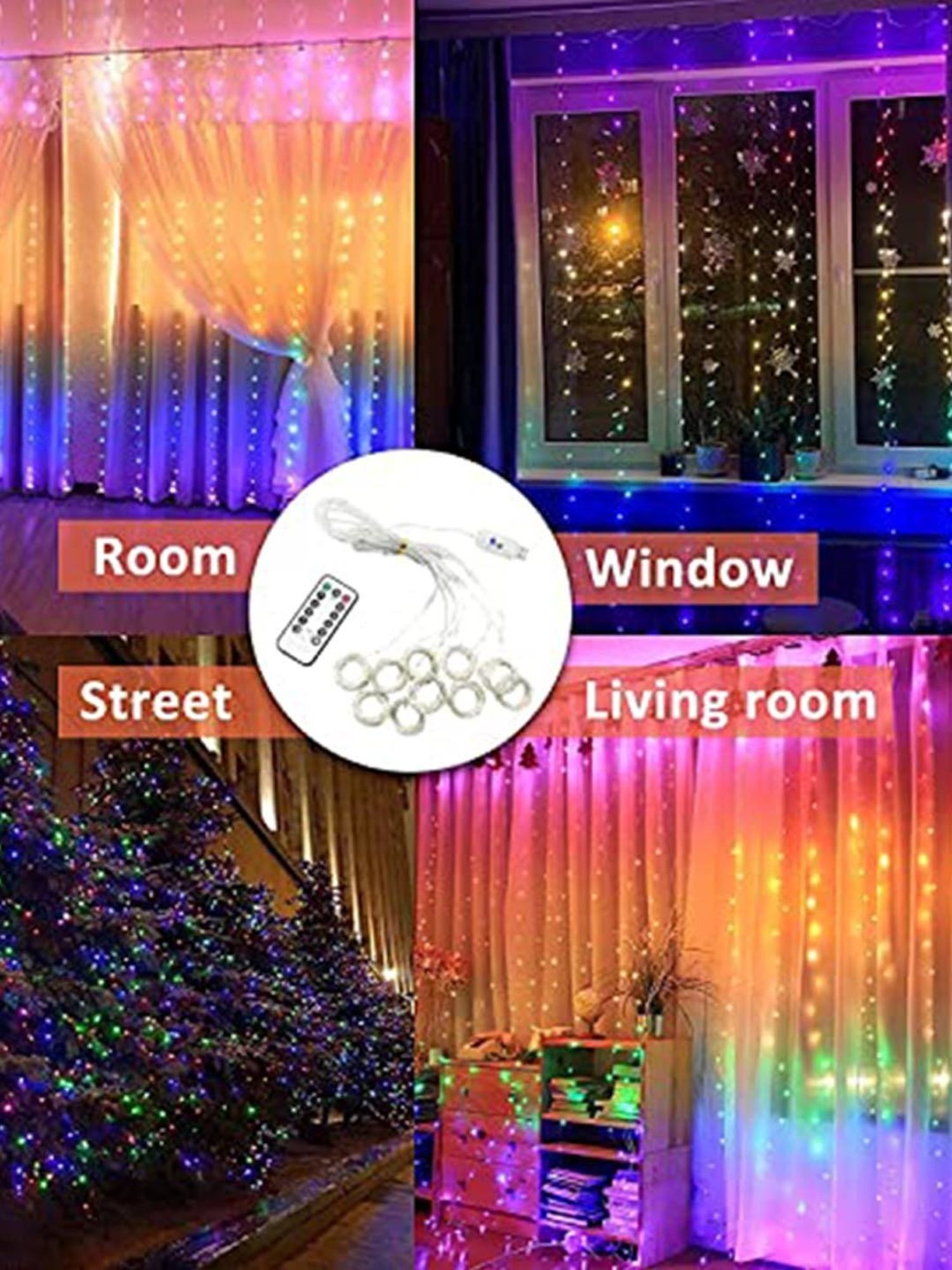 Xergy Window Curtain String Light 280 LED 8 Lighting Modes Fairy Lights for Wall Decorations