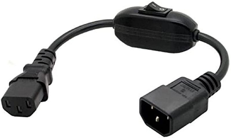 PDU UPS Power Cord Cable, IEC 320 C14 to C13 with On/Off Switch , 100-250V IEC-320-C14 to IEC-320-C13 Power Cord M-F with switch ,(1ft/30cm)