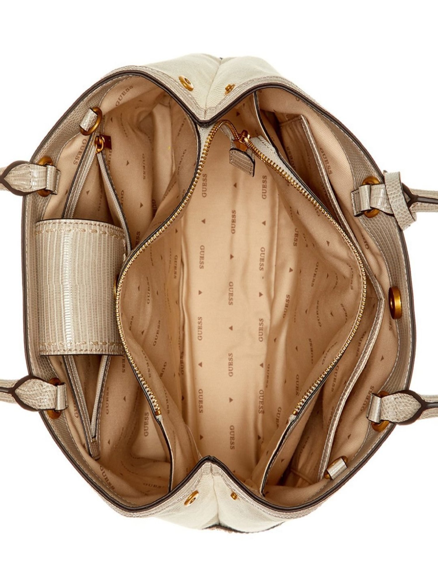 Guess Taupe Solid Satchel Handbag