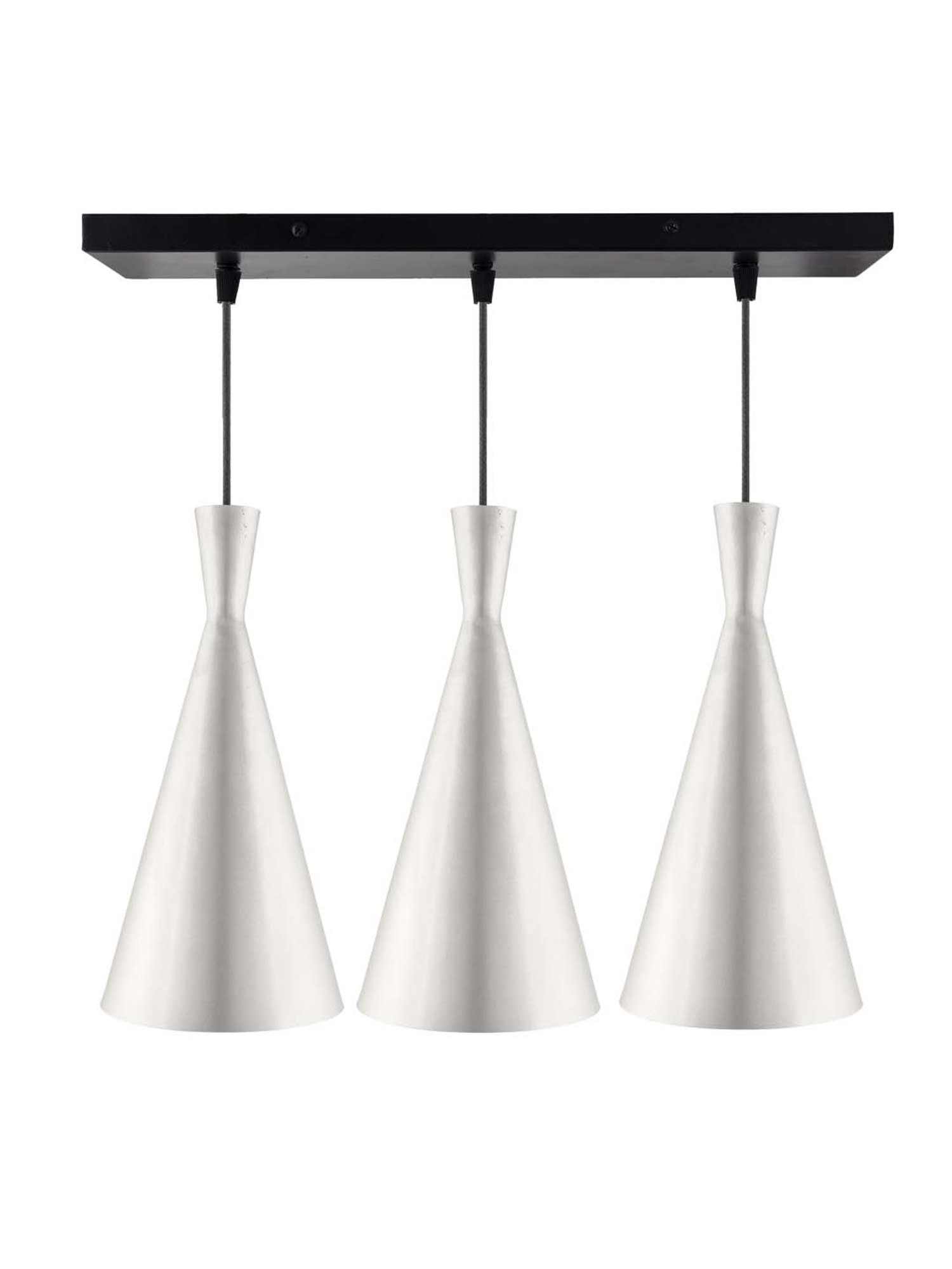 Homesake 3-Lights Linear Cluster Silver Metal Modern Inverted Cone Pendant Light - Set of 1