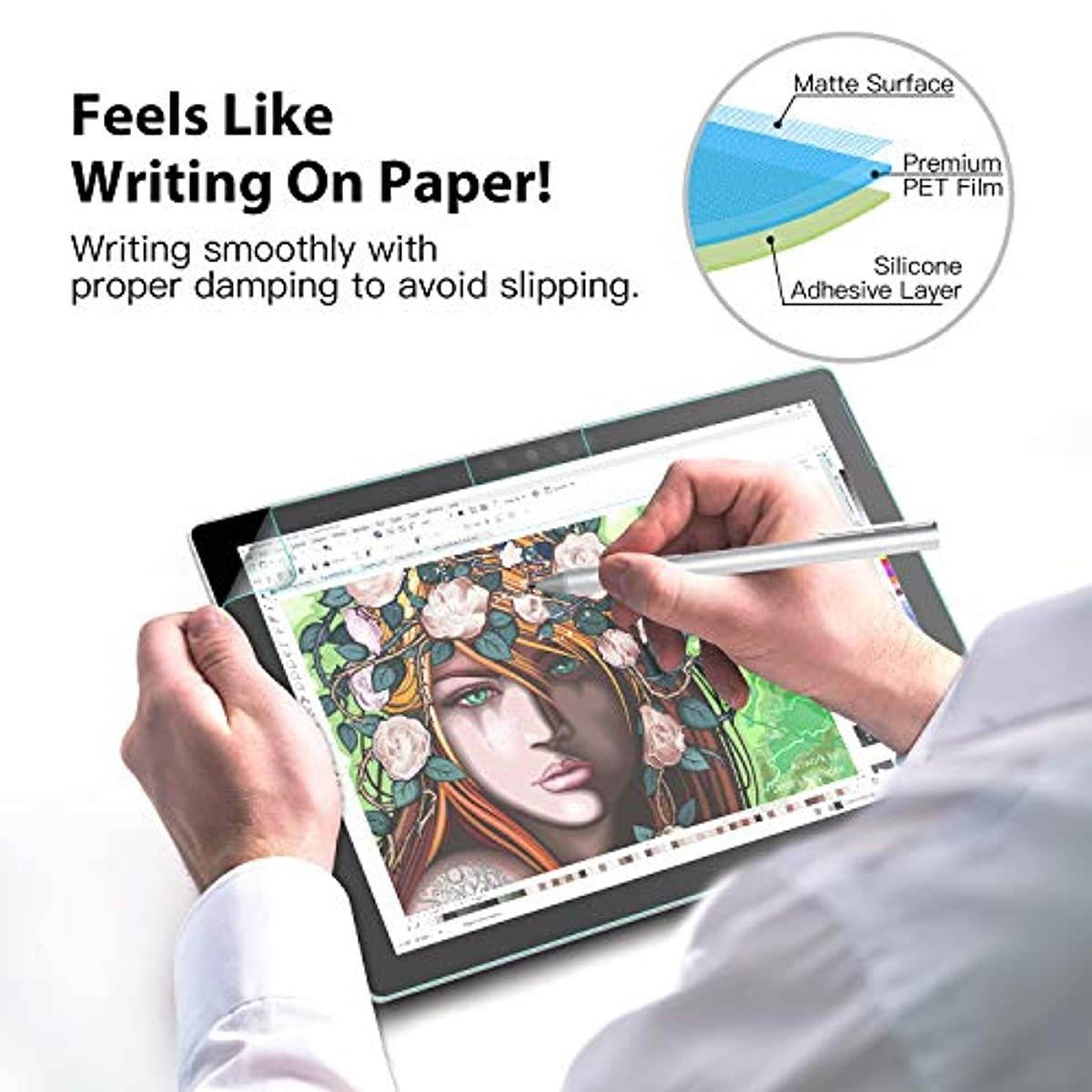 MoKo Like Paper Screen Protector, Write, Draw and Sketch with The Surface Pen Like on Paper, Anti Reflection PET Film for Microsoft Surface Pro 7 plus/Pro7/Pro 6/Pro 5/Pro 4/Pro LTE Tablet, Clear