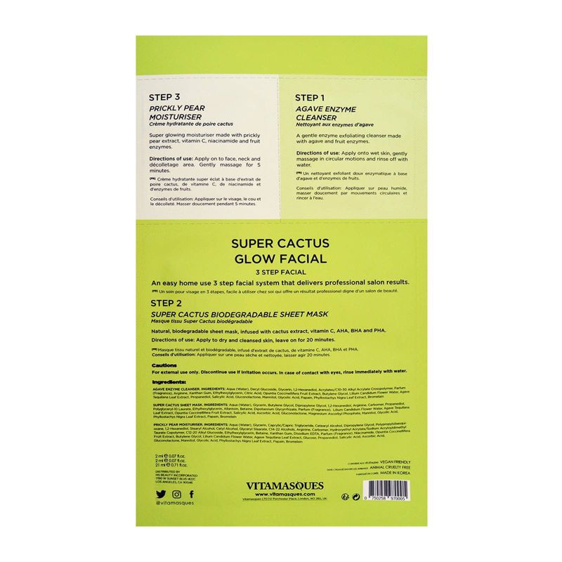 Vitamasques 3-Step Facial Mask - Cactus - 0.71 fl oz
