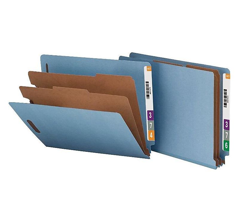 Nature Saver Classification Folders End Tab Ltr 2-Div 10/BX Blue SP17371