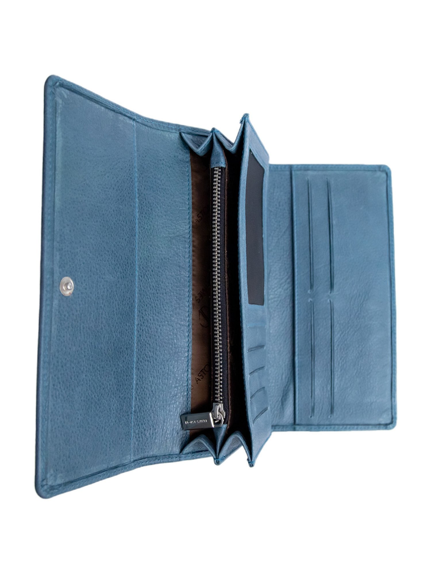 James Aston Gloria Ocean Blue Leather Clutch