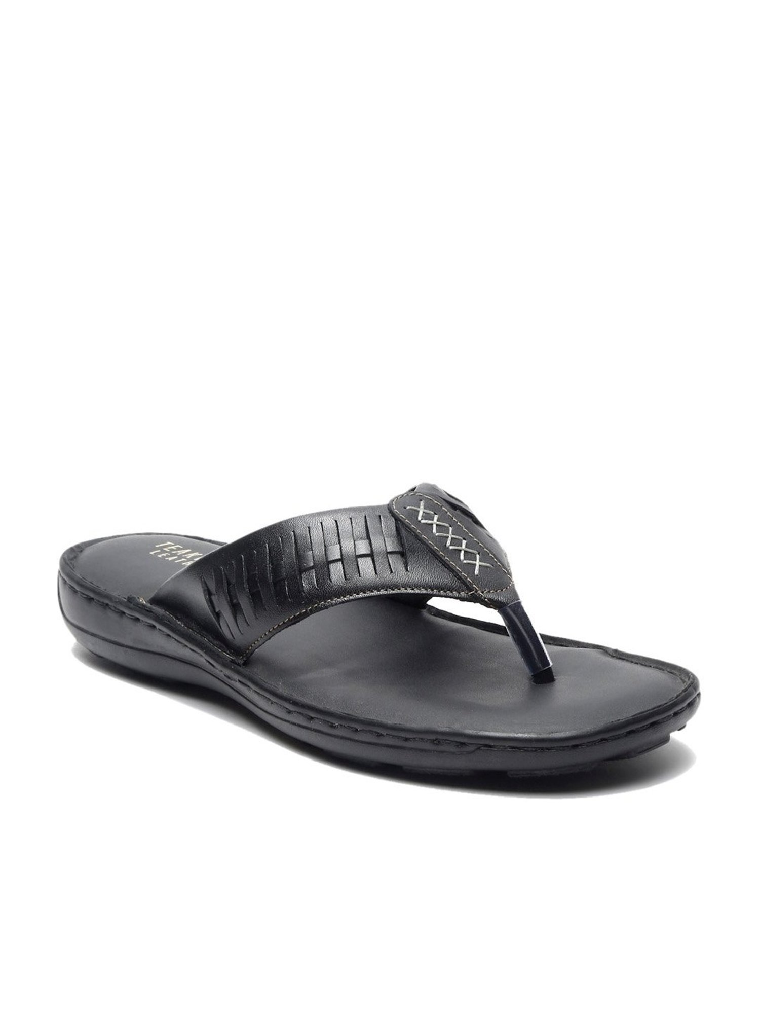 Teakwood Leathers Men's Black Thong Sandals