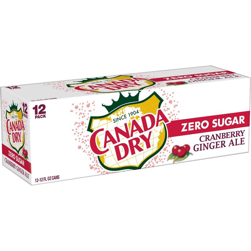 Canada Dry Zero Sugar Cranberry Ginger Ale Soda -12 fl oz cans, 12 pack