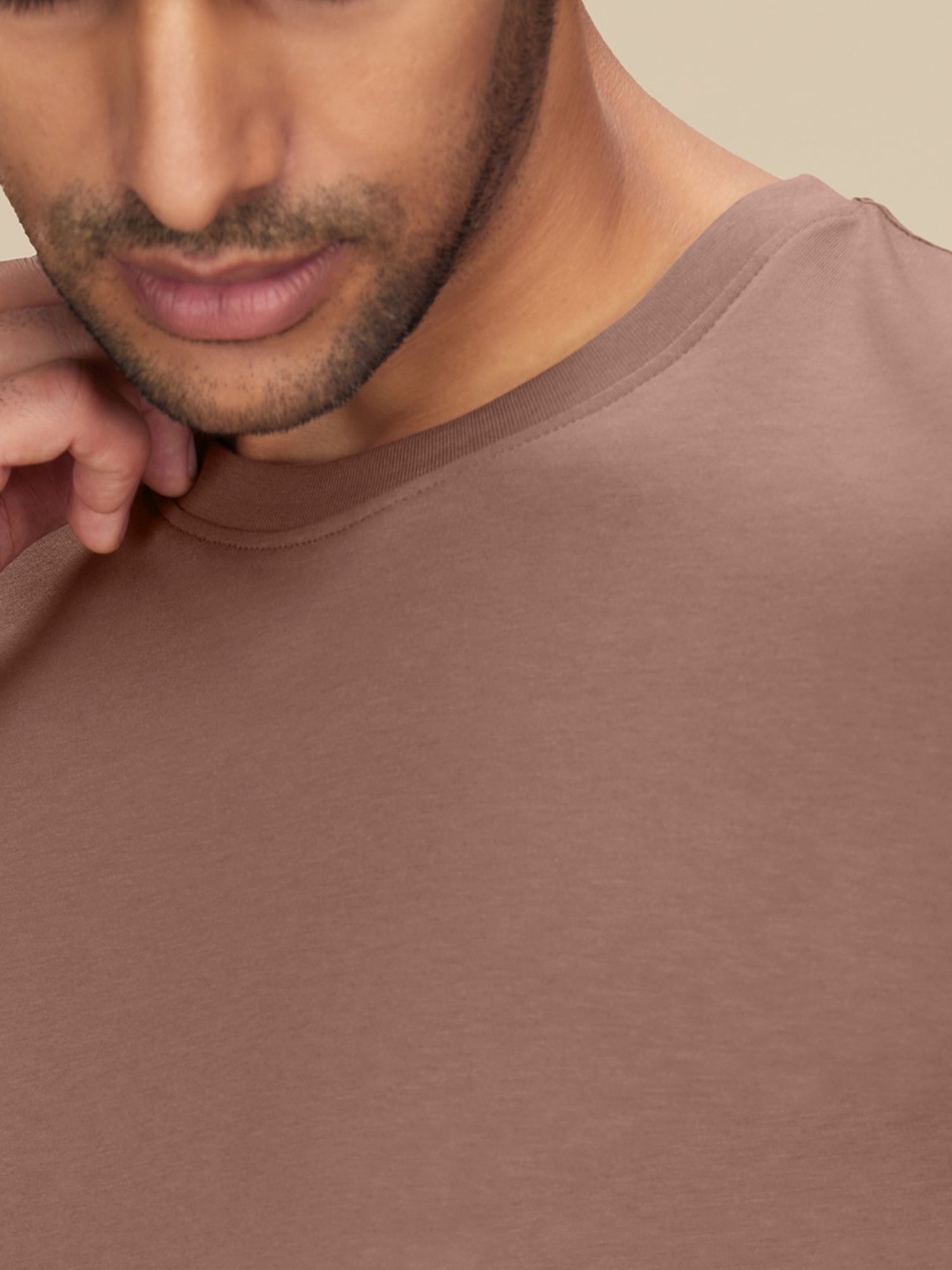 XYXX Brown Latte Cotton Regular Fit T-Shirts