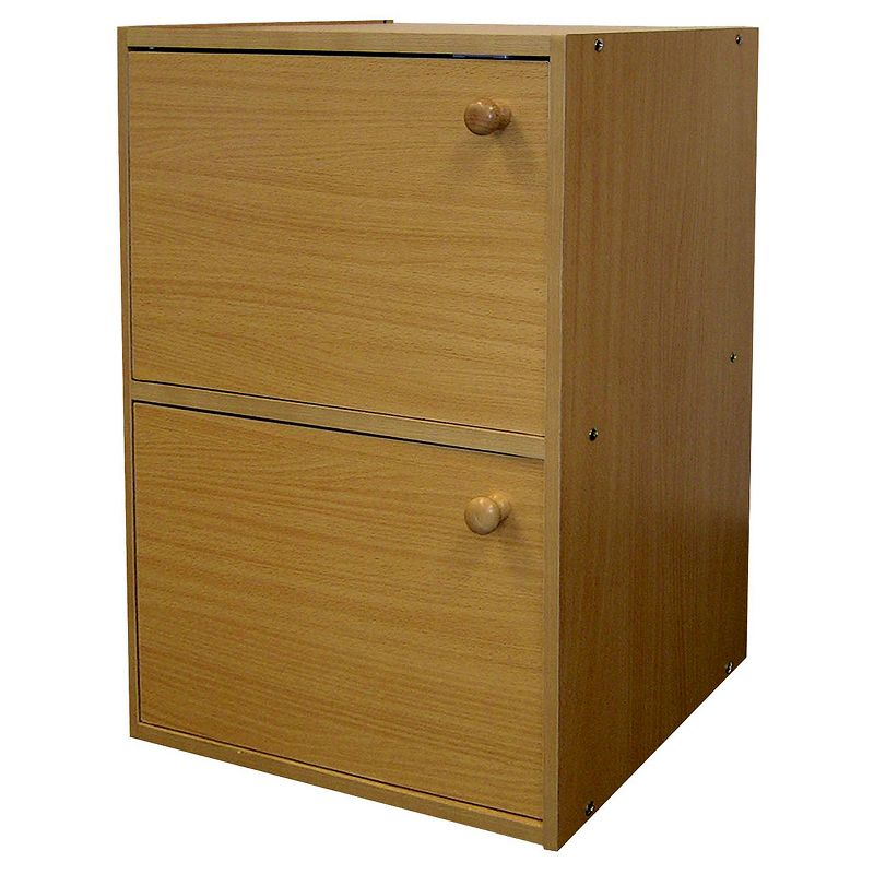 24" 2 Level Bookshelf with Doors Tan Wood - Ore International