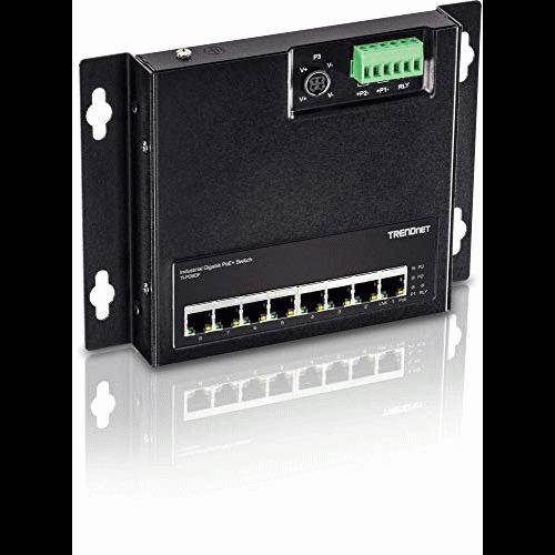 TRENDnet 8-Port Industrial Gigabit PoE+ Wall-Mounted Front Access Switch