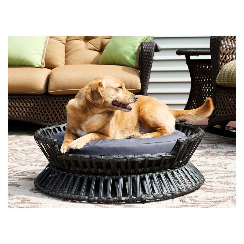 Iconic Beds for Dogs and Cats - Rattan Raised Arc Bed - Black