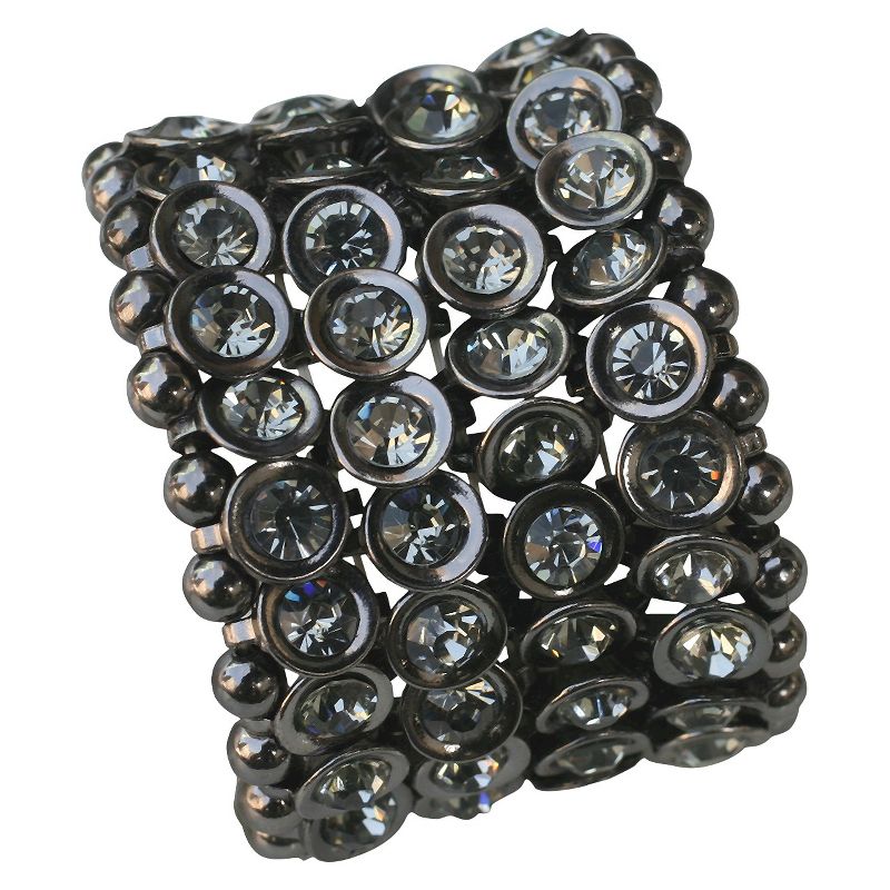 Zirconite Multi-Strand Bracelet with Bezel Crystals - Black