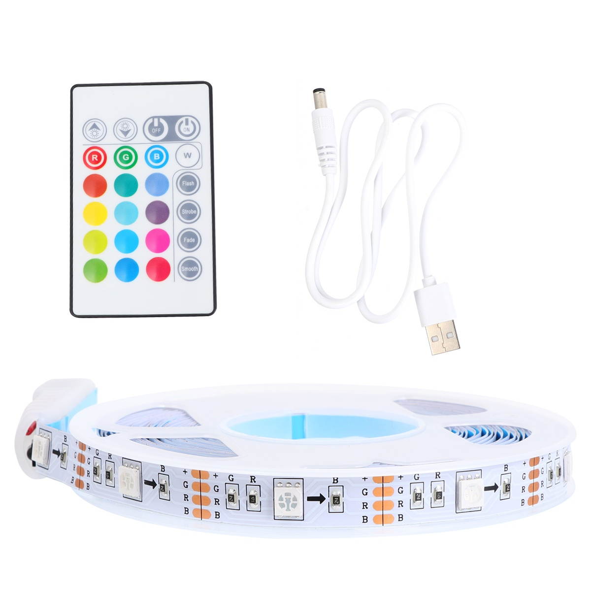 RGB LED Light Strip 5m USB Wireless TV LED Backlight with Remote Control