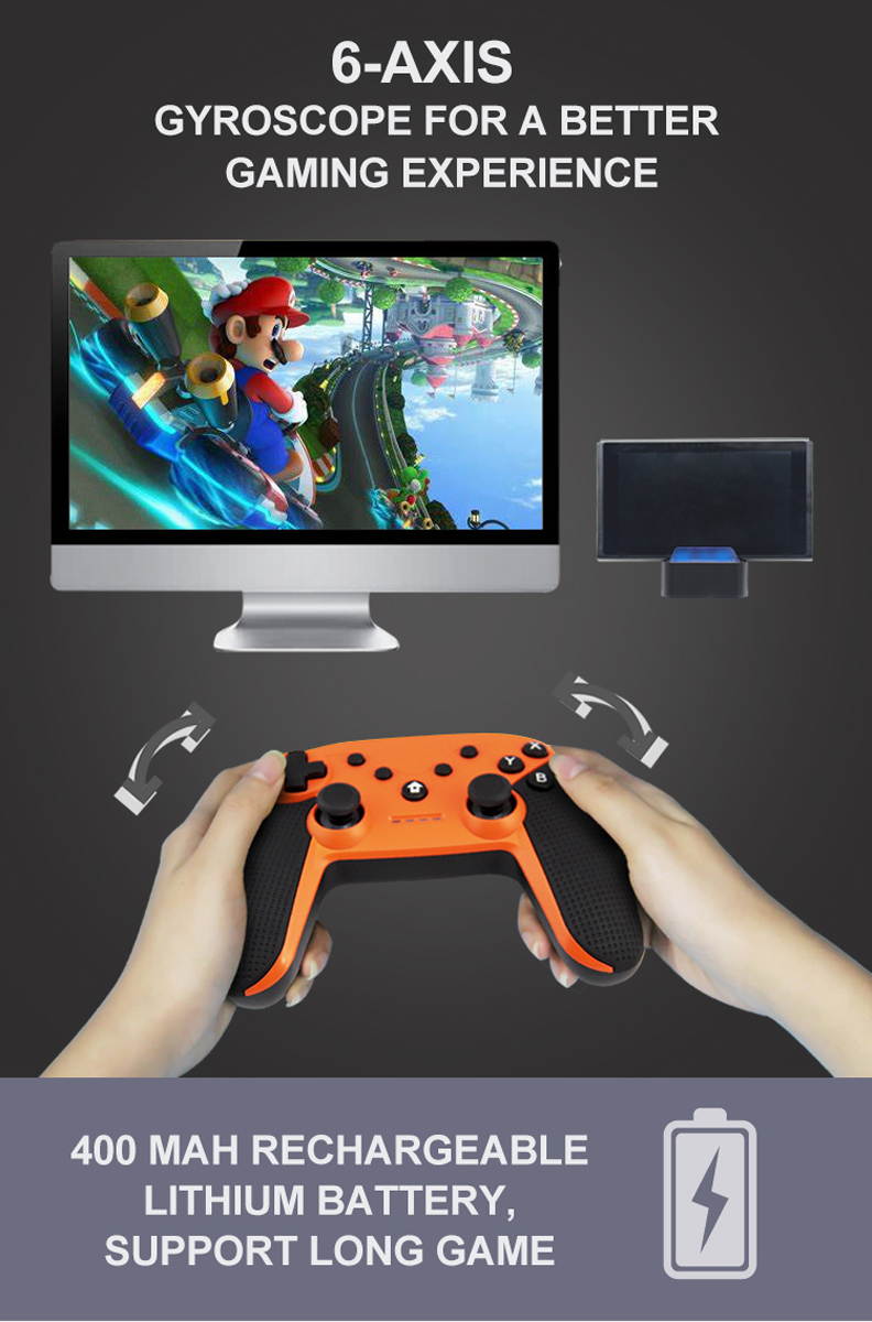 New Wireless Bluetooth Gamepad, Wireless Controller Remote Joystick for Nintendo Switch Console, PS3, PC, IOS13, Supports Gyroscope axis, Turbo and Dual Vibration(black)