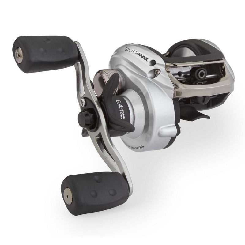 Abu Garcia SMAX3-L-C Silver Max Low Profile Left Handed Baitcast Fishing Reel, Silver