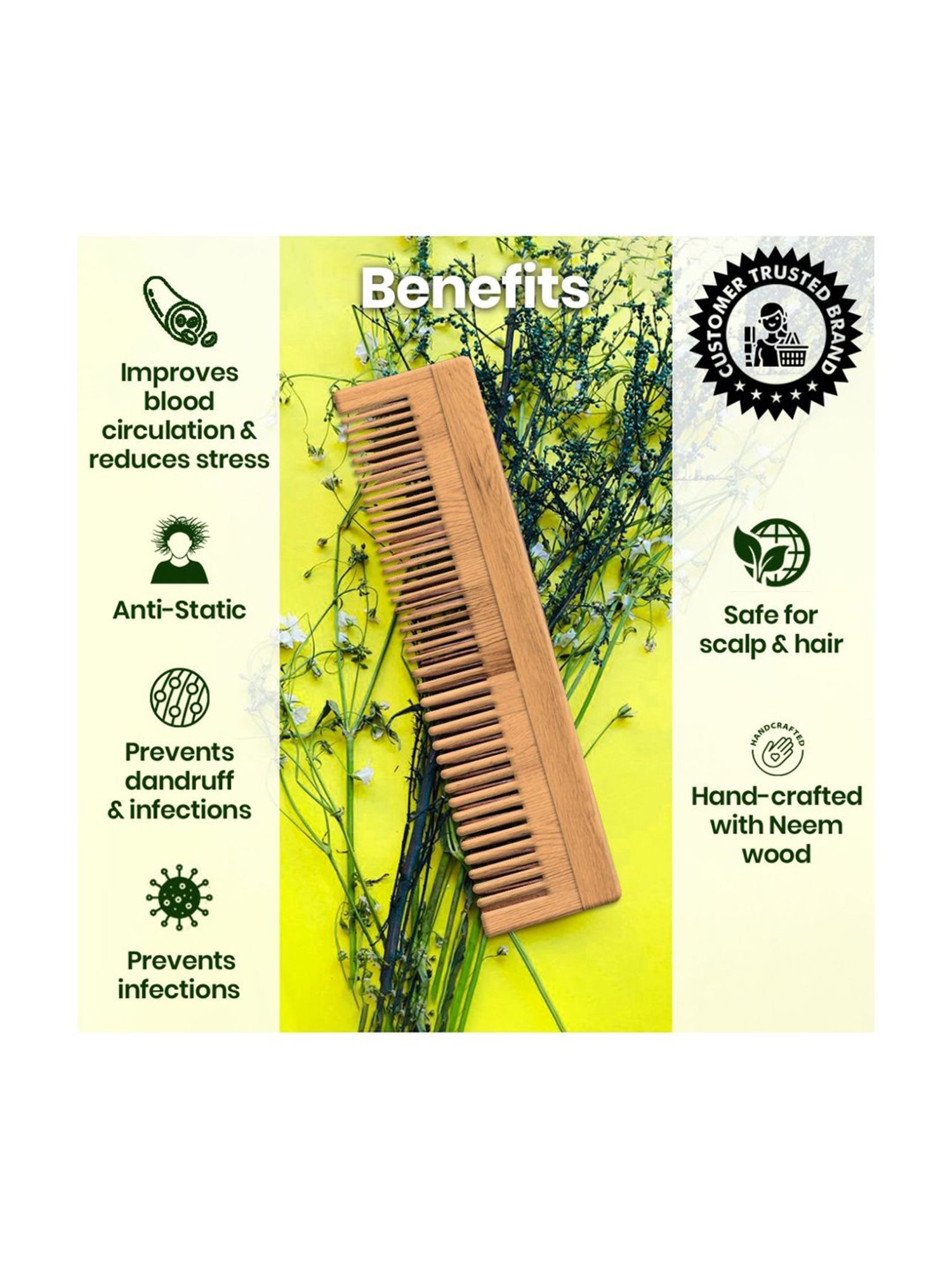 TNW-The Natural Wash Neem Wood Comb