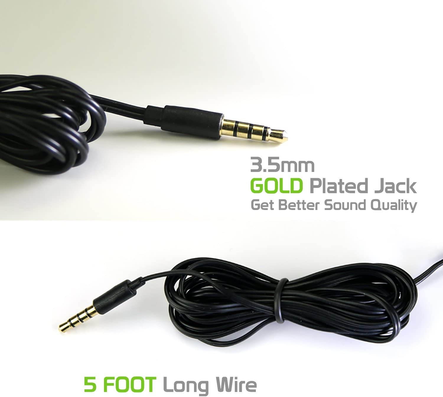 EP35OP Premium Mono 3.5mm Hands-Free Headset with Boom Microphone- 5ft long wire -Universal compatibility including Apple iPhone Samsung PC LG Huawei HTC LG ZTE Blackberry and many more